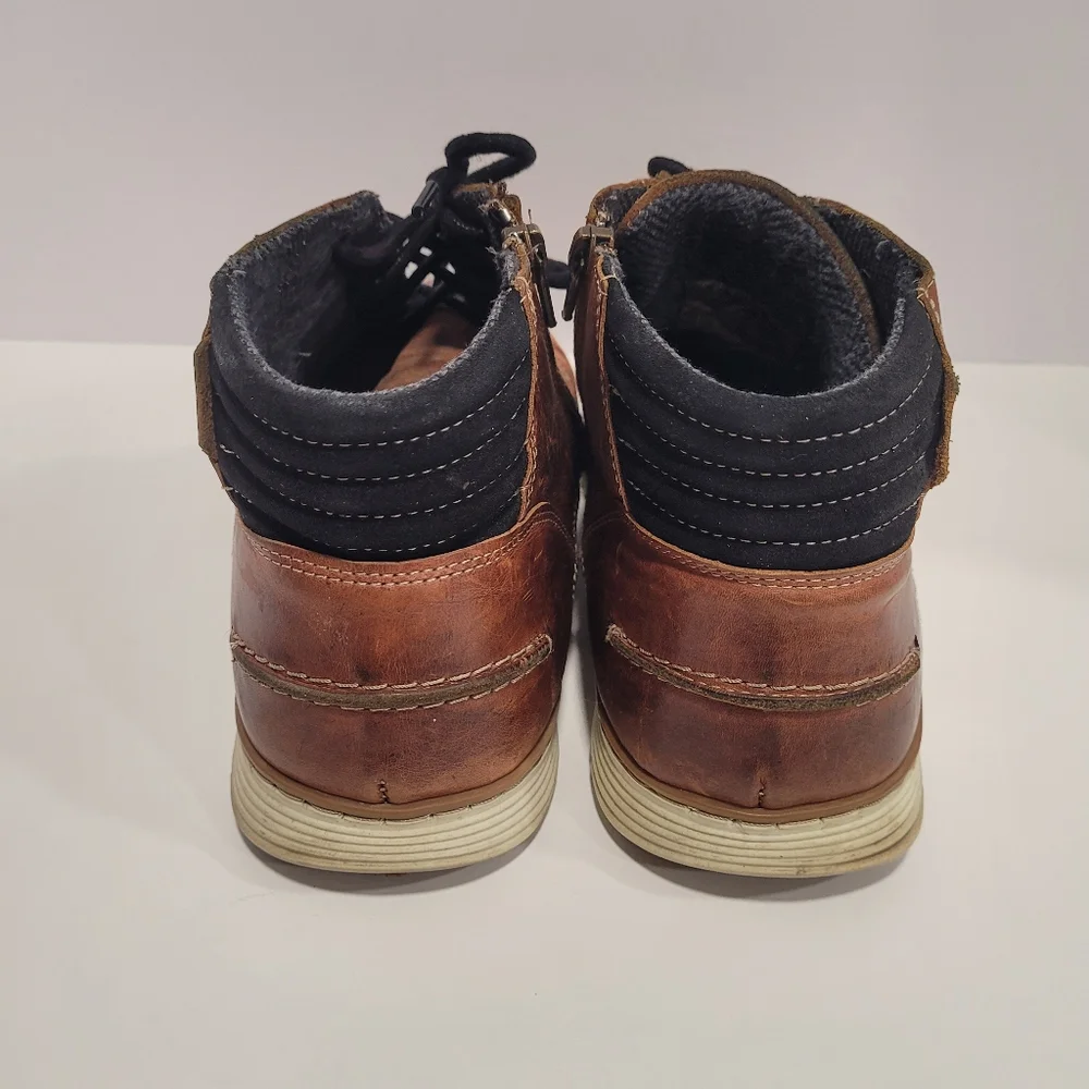 Men's Size 13 Bull Boxer Adyn Leather Ankle Boots Side Zip Lace Hand Crafted